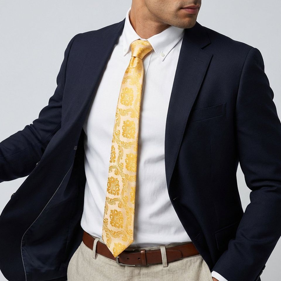 Bright Yellow Paisley Classic Men's Tie