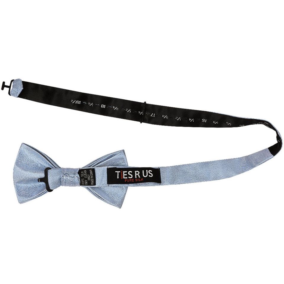 Mens Plain Dusty Blue Silk Bow Tie