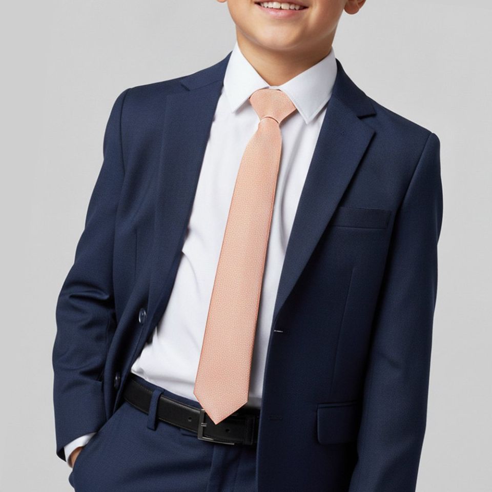 Plain Pale Peach Silk Skinny Boys Tie