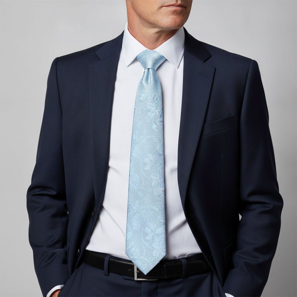 Dusty Blue Flower Classic Men's Tie