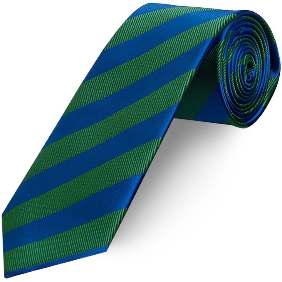 Blue and Green Striped Classic Men's Tie and Pocket Square Set