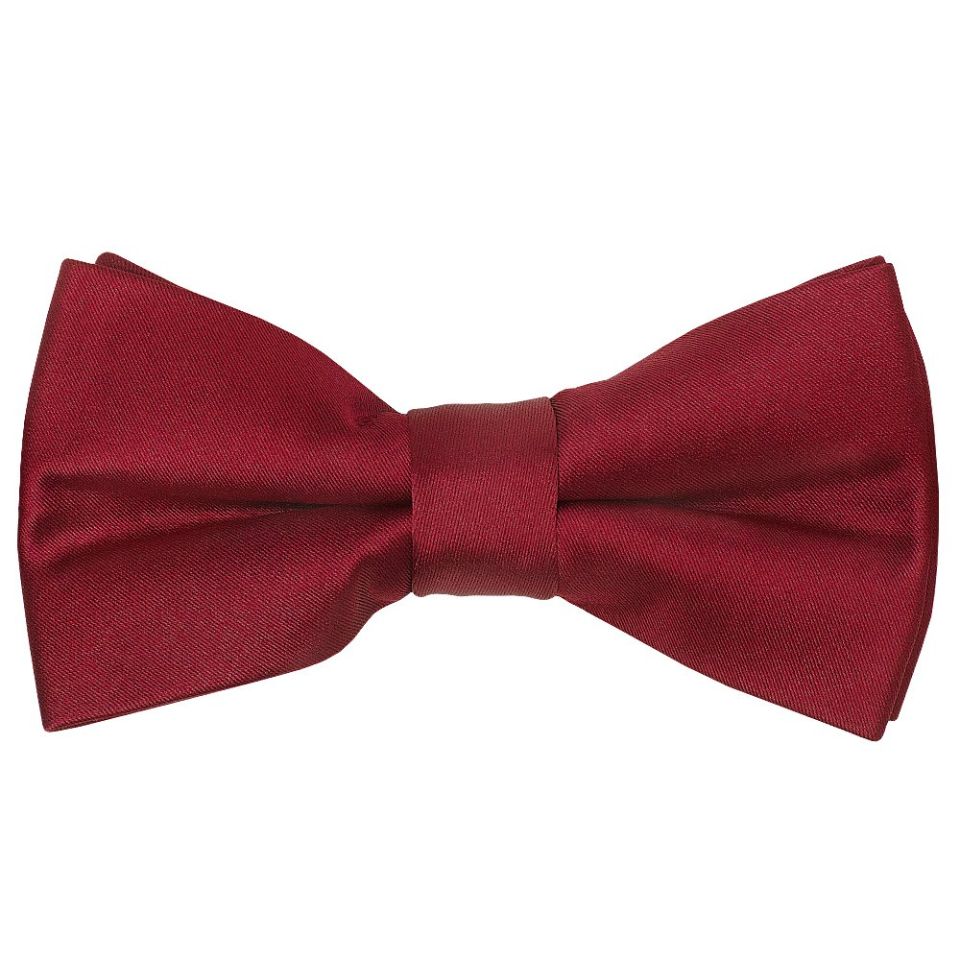 Pre Tied Maroon Satin Boys Bow Tie Age 4-7