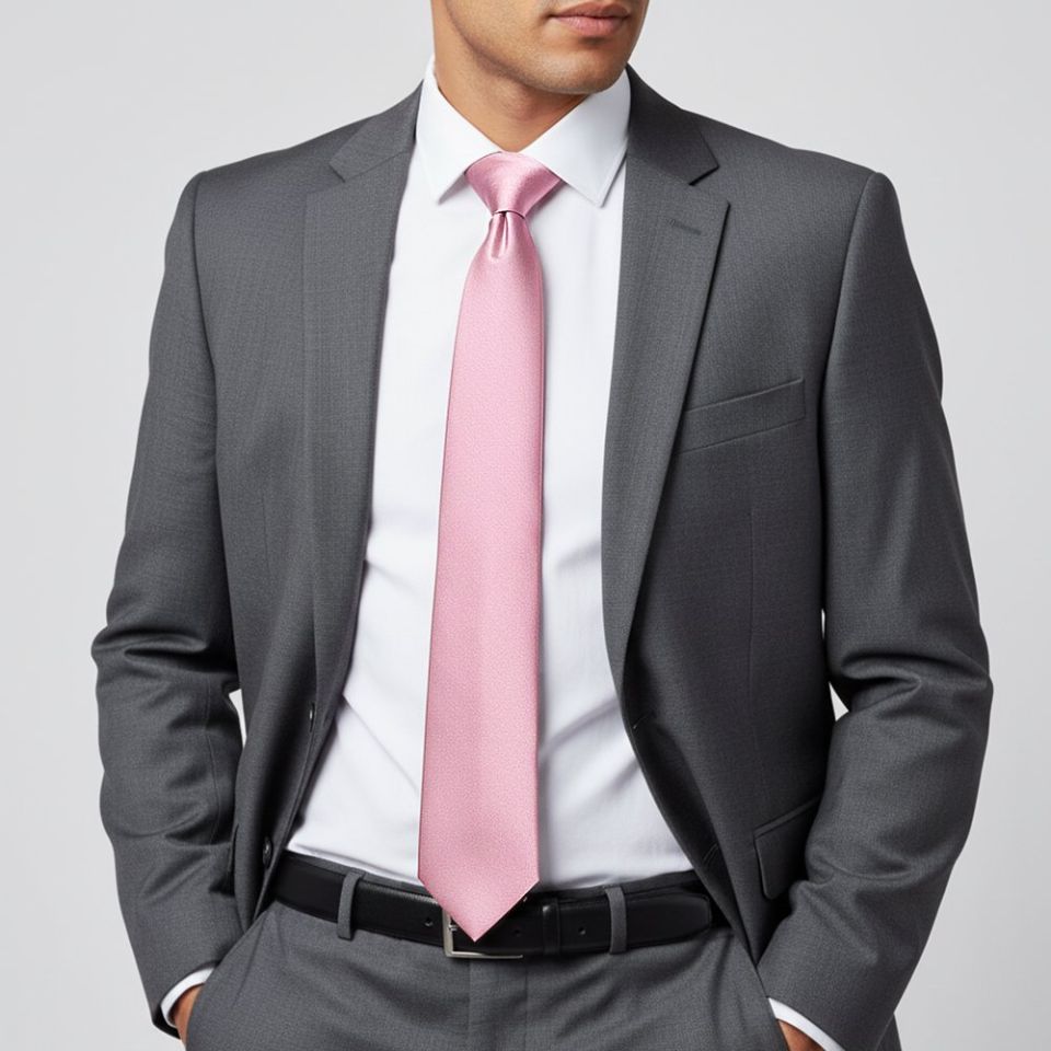 Plain Light Dusty Pink Satin Classic Men's Tie