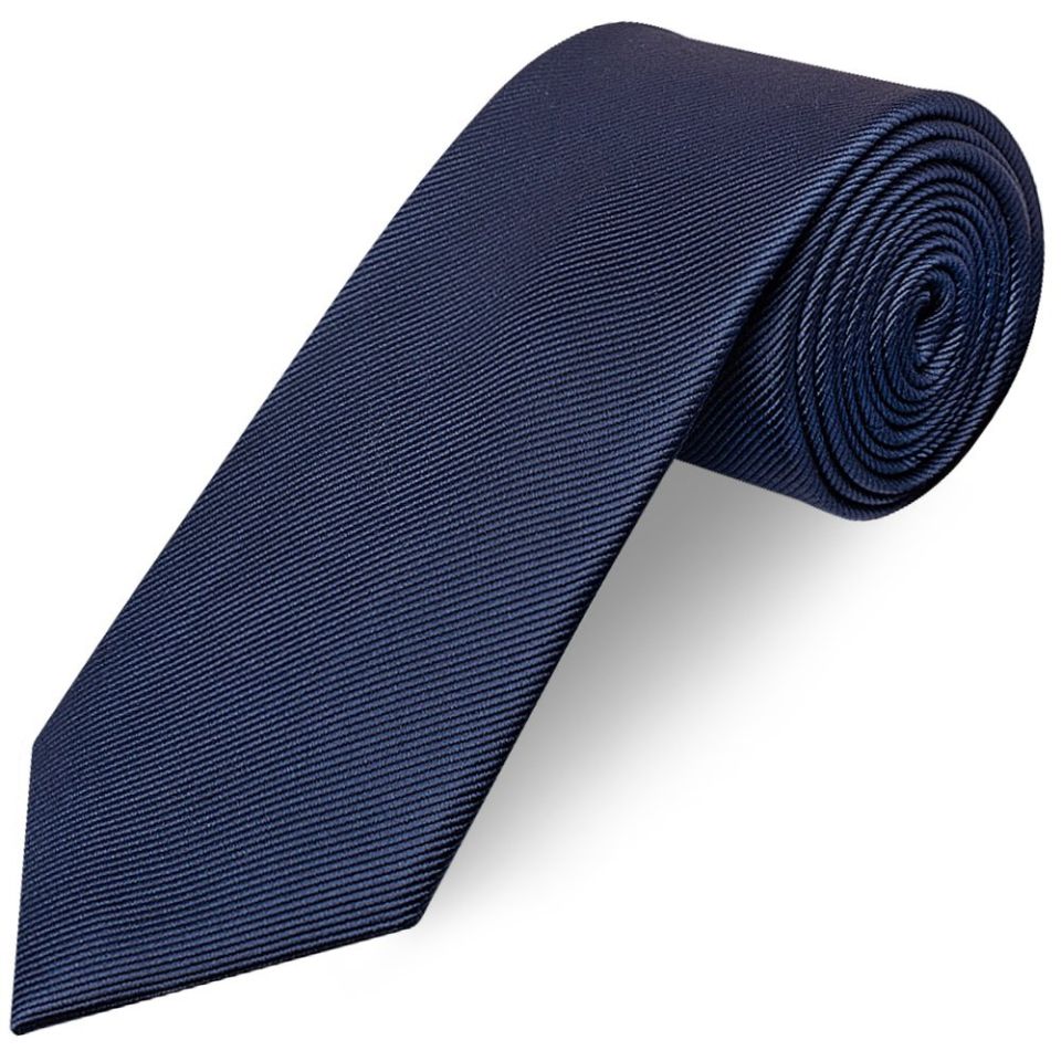 French Navy Silk Twill Classic Mens Tie and Pocket Square Set