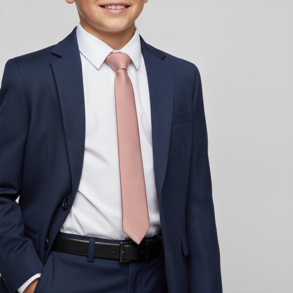 Plain Rose Gold Silk Skinny Boys Tie