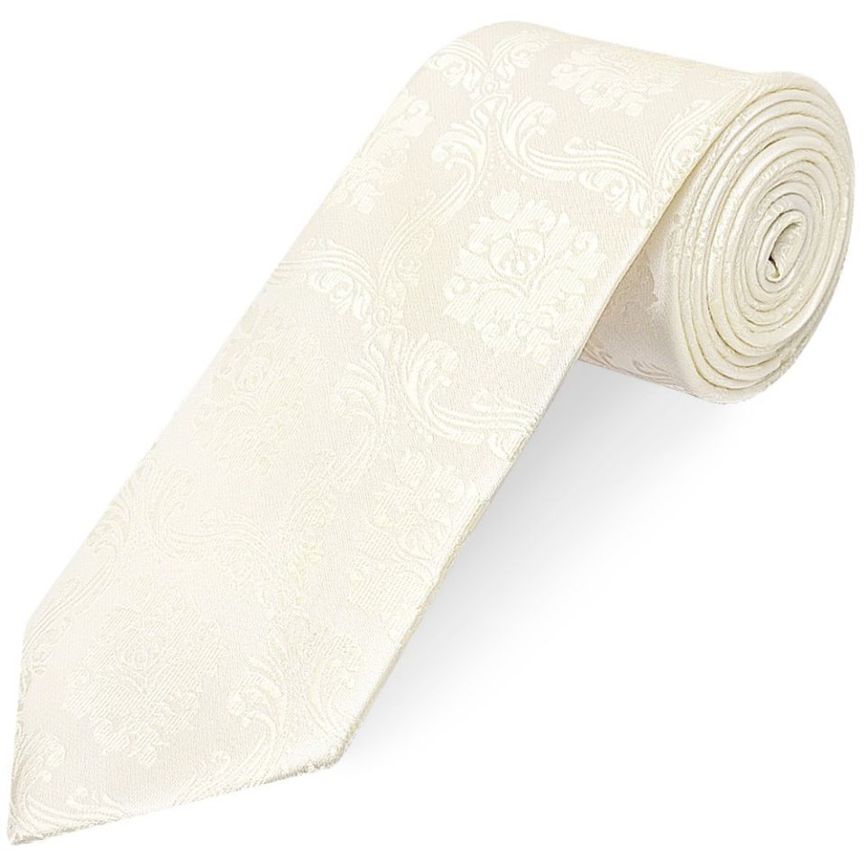 Ivory Paisley Classic Men's Tie and Pocket Square Set