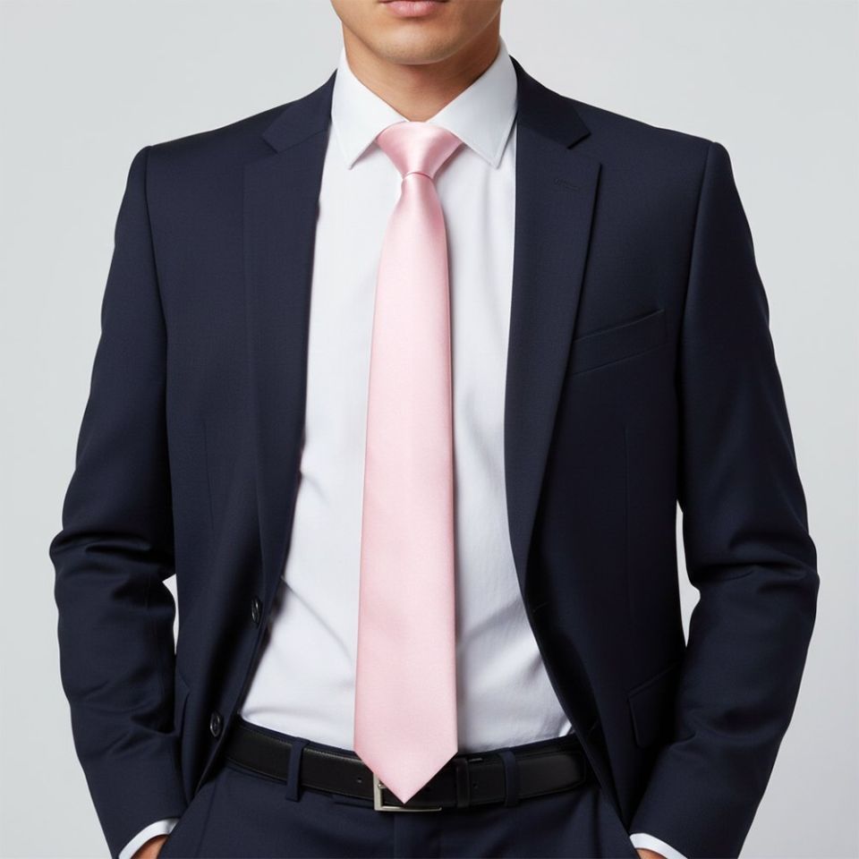 Plain Blush Pink Satin Classic Men's Tie