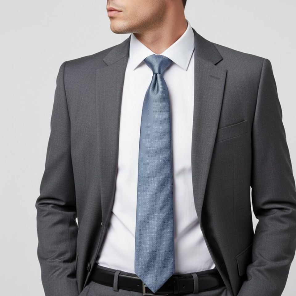 Dusty Blue Twill Classic Silk Men's Tie