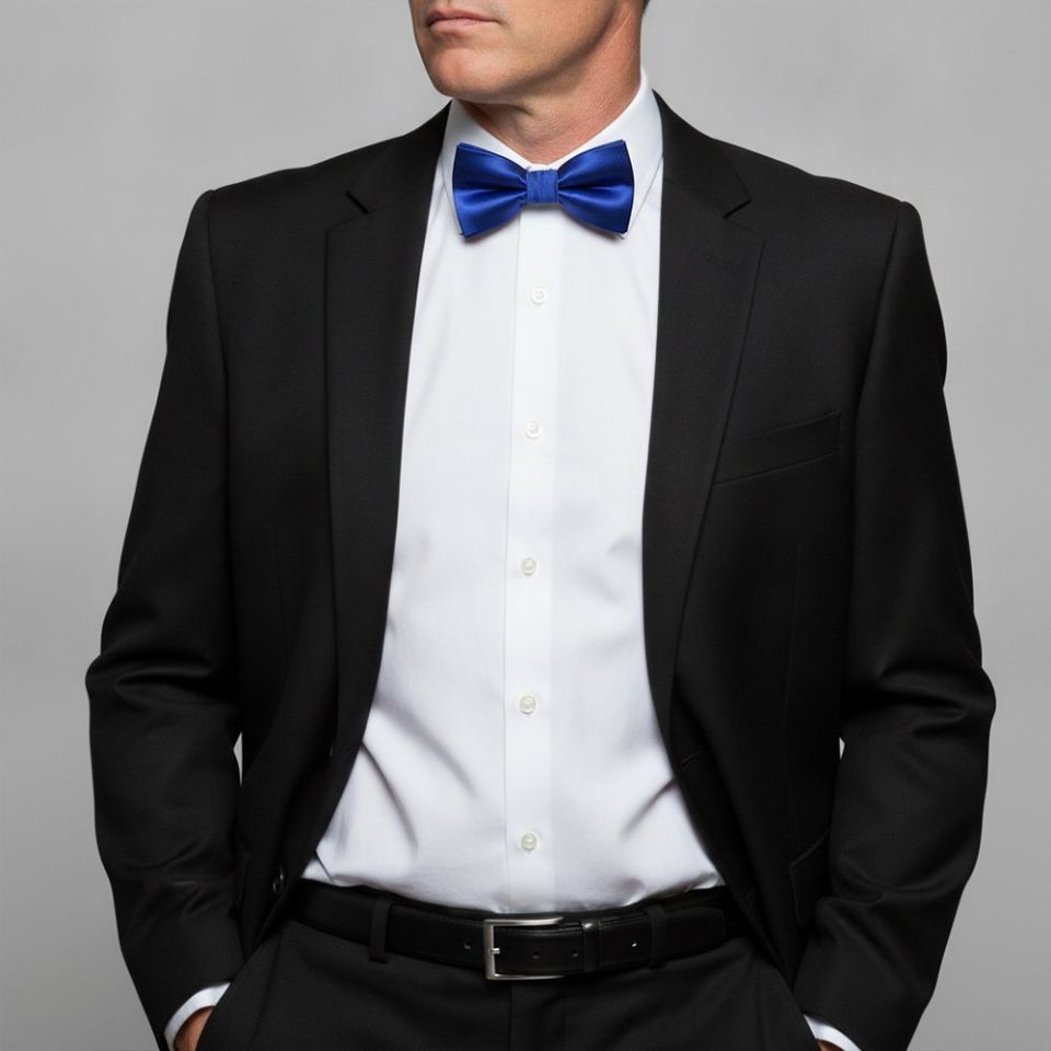 Plain Royal Blue Hand Made Mens Bow Tie