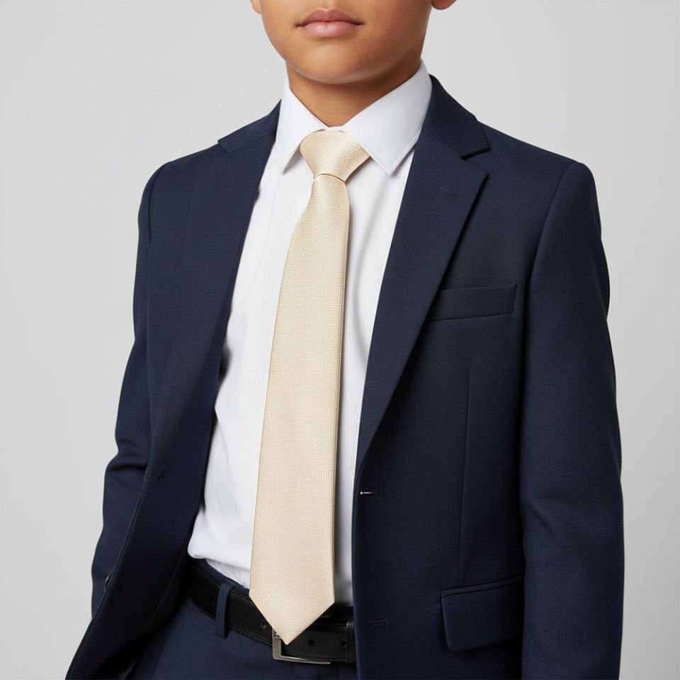 Plain Champagne Silk Skinny Boys Tie