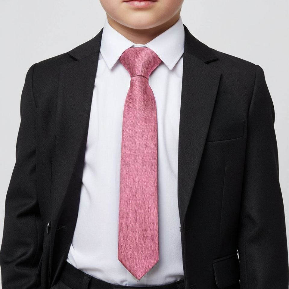Boys Pre Tied Dusty Pink Silk Tie Age 4-7