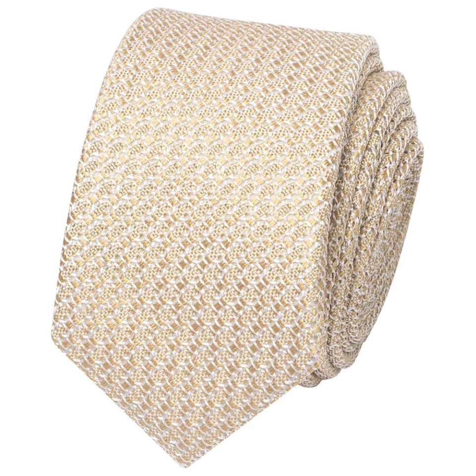 Plain Gold Grenadine Silk Skinny Men's Tie