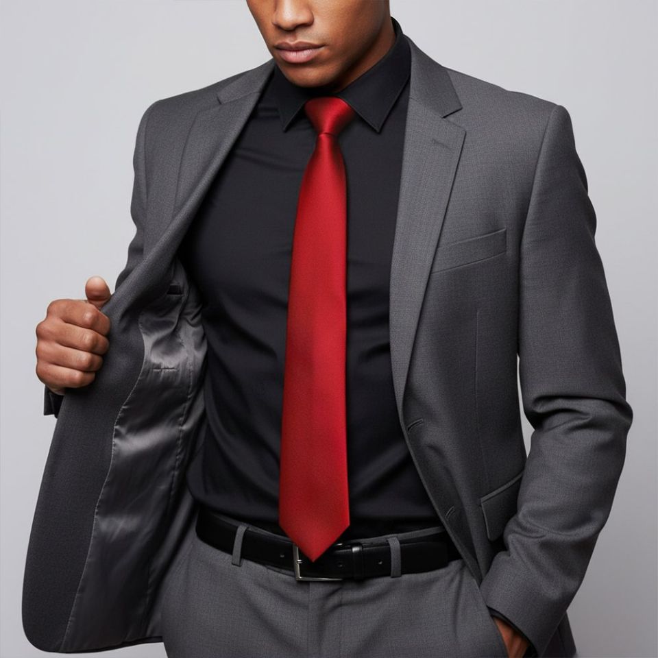 Plain Scarlet Red Satin Classic Men's Tie