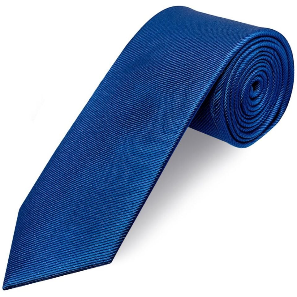 Royal Blue Silk Twill Classic Mens Tie and Pocket Square Set