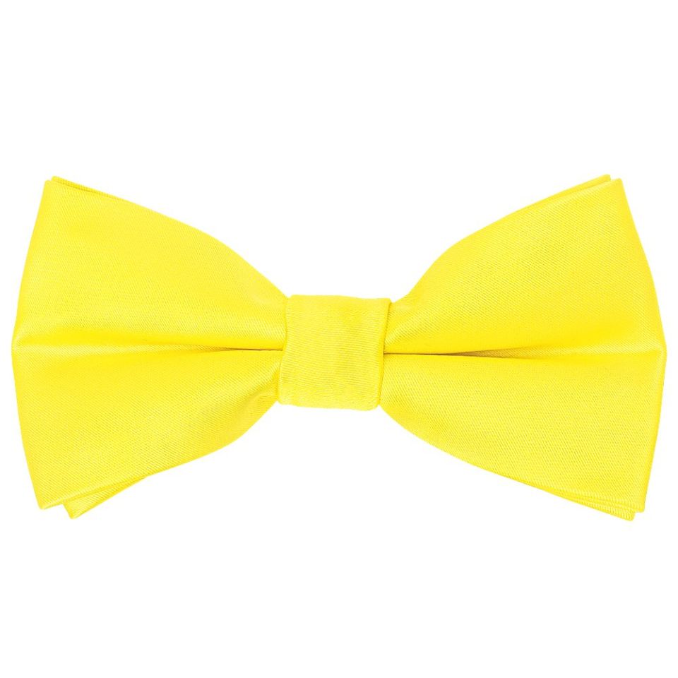 Pre Tied Sunshine Yellow Satin Boys Bow Tie Age 4-7