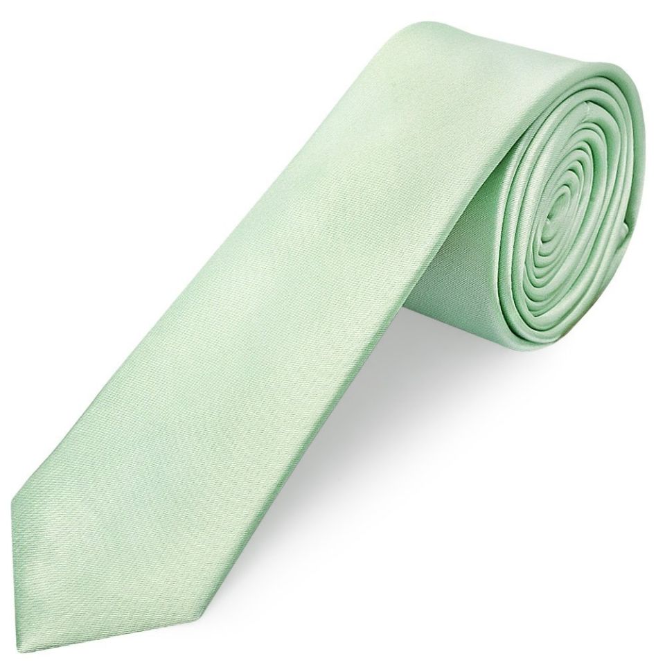 Pale Mint Satin Skinny Men's Tie