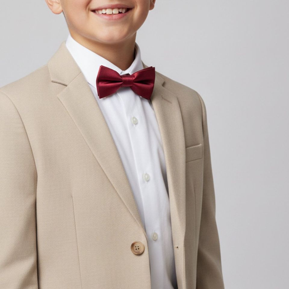 Pre Tied Burgundy Satin Boys Bow Tie Age 8-11