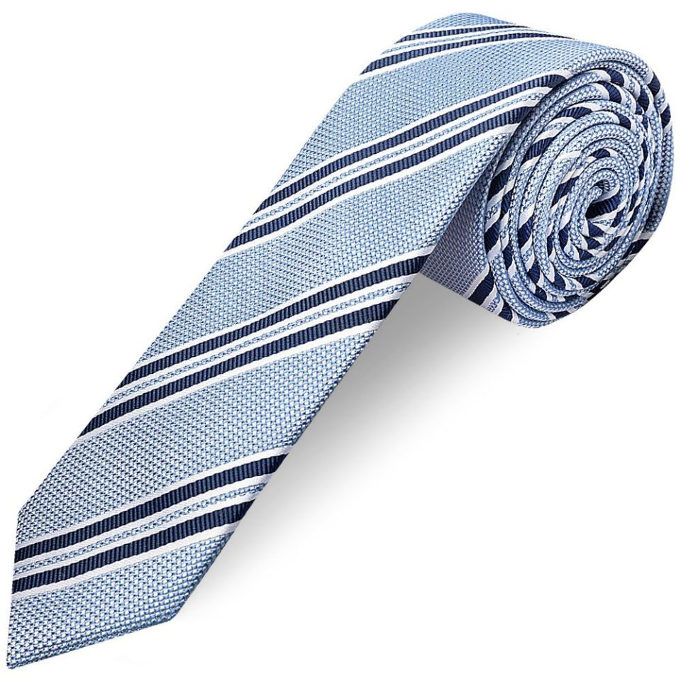 Blue Twin Stripe Skinny Men's Tie