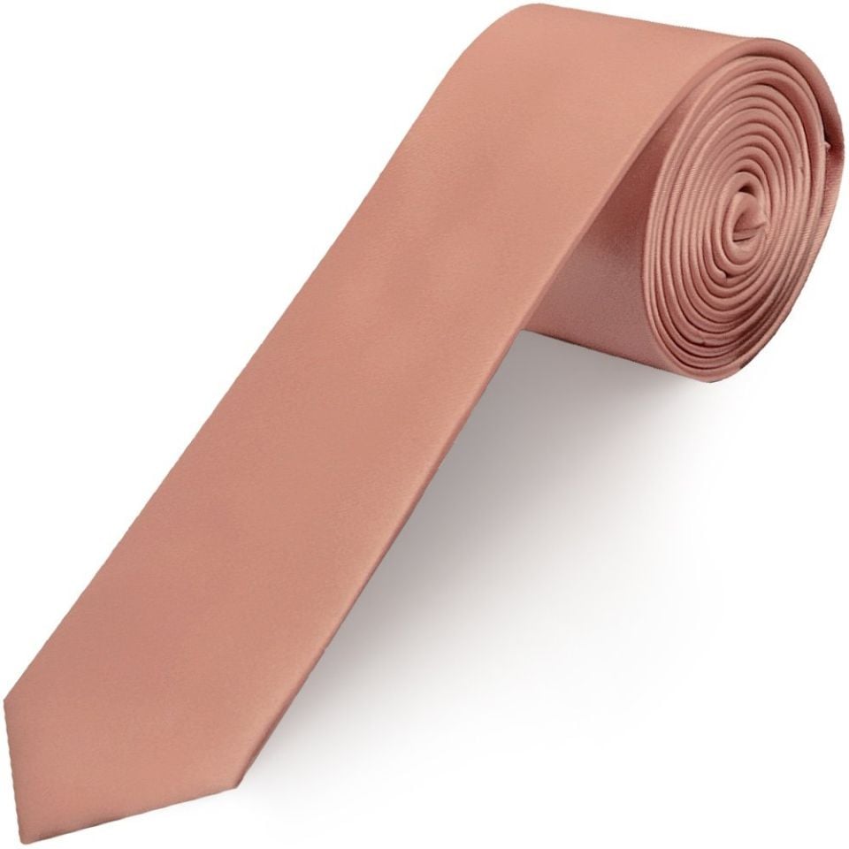 Rose Quartz Satin Skinny Men's Tie and Pocket Square Set
