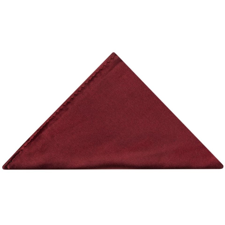 Mens Plain Burgundy Satin Oversized Bow Tie and Pocket Square Set
