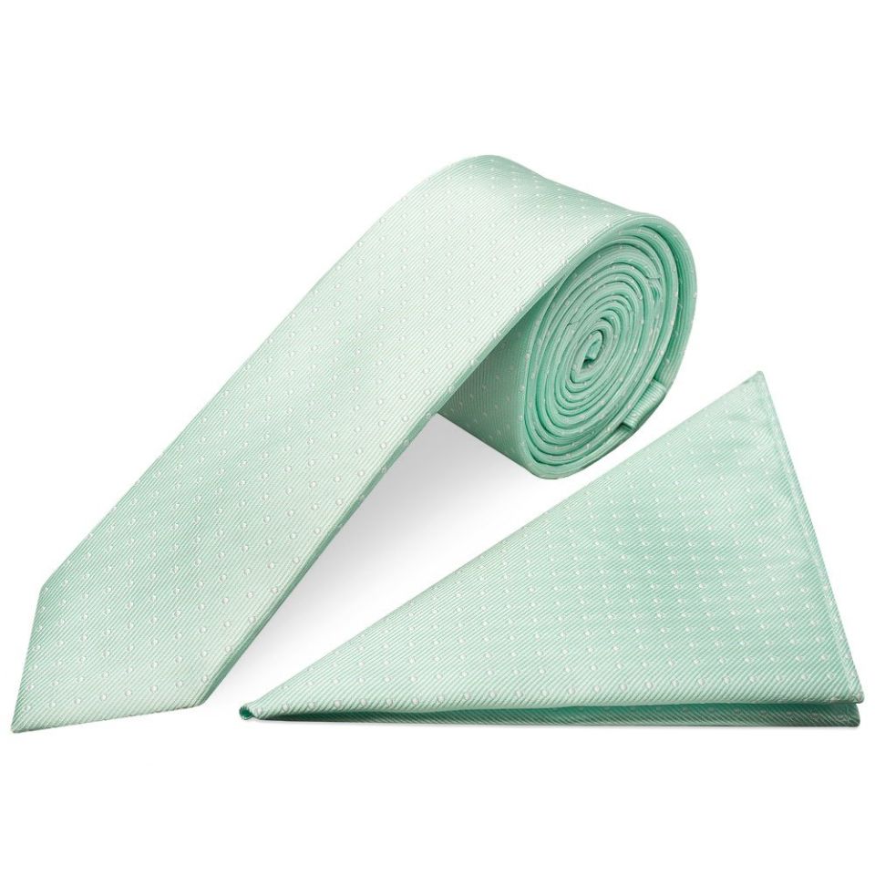 Mint Polka Dot Skinny Boy's Tie and Pocket Square Set