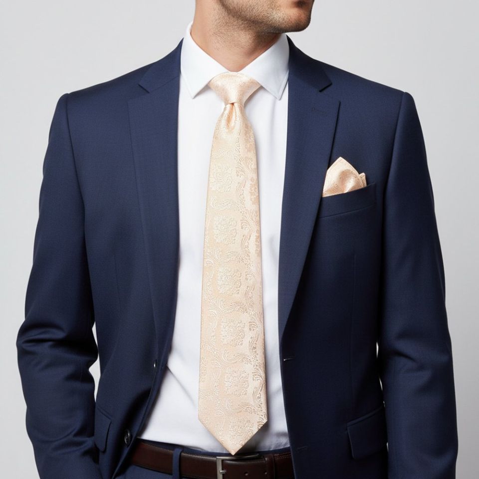 Blush Paisley Classic Men's Tie and Pocket Square Set