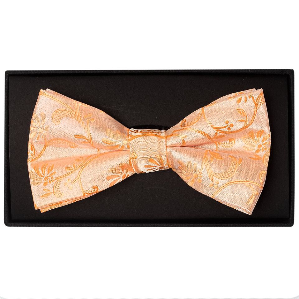 Peach Floral Handmade Mens Bow Tie