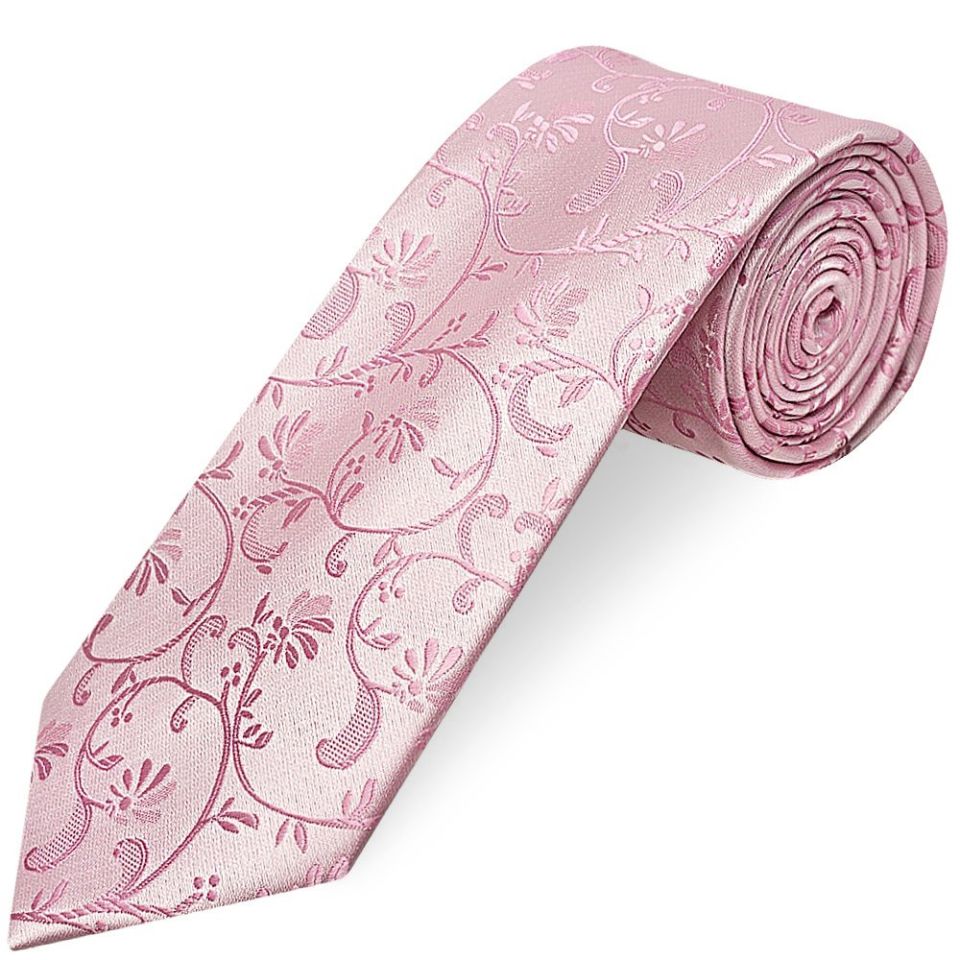 Dusty Pink Floral Classic Men's Tie and Pocket Square Set