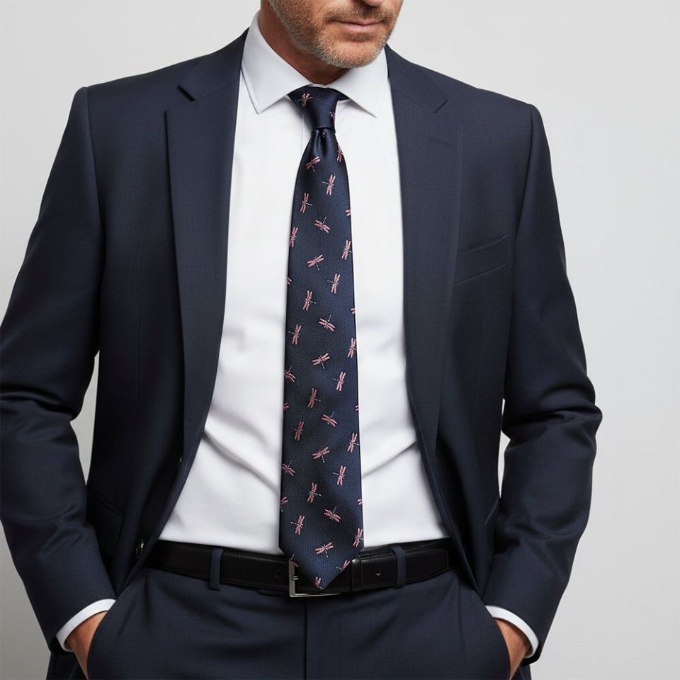 Mens Navy Dragon Classic Tie