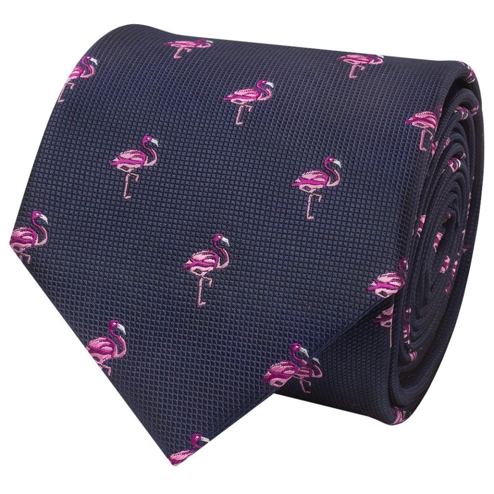 Mens Navy Flamingo Classic Tie