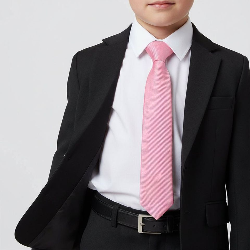Pre Tied Blush Pink Silk Twill Boys Tie Age 4-7