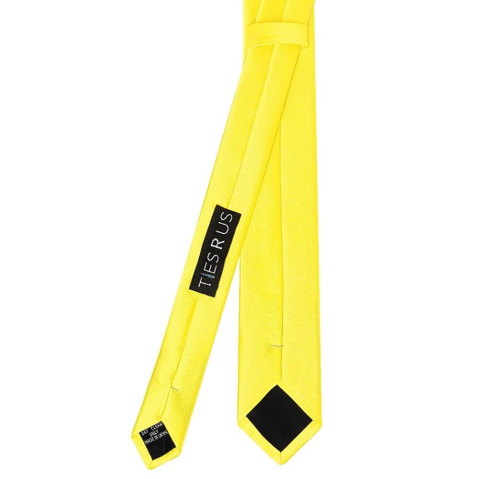 Sunshine Yellow Satin Boys Tie and Pocket Square Set