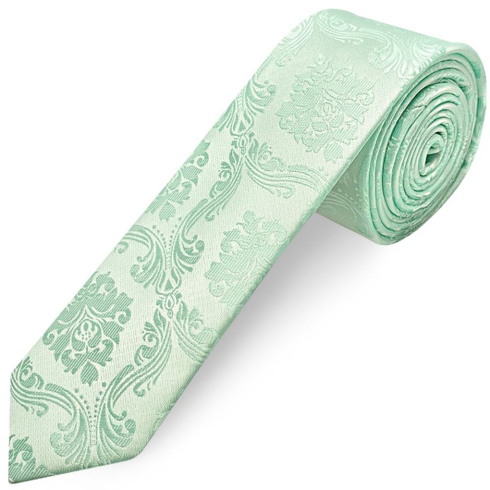 Mint Green Paisley Skinny Boys Tie
