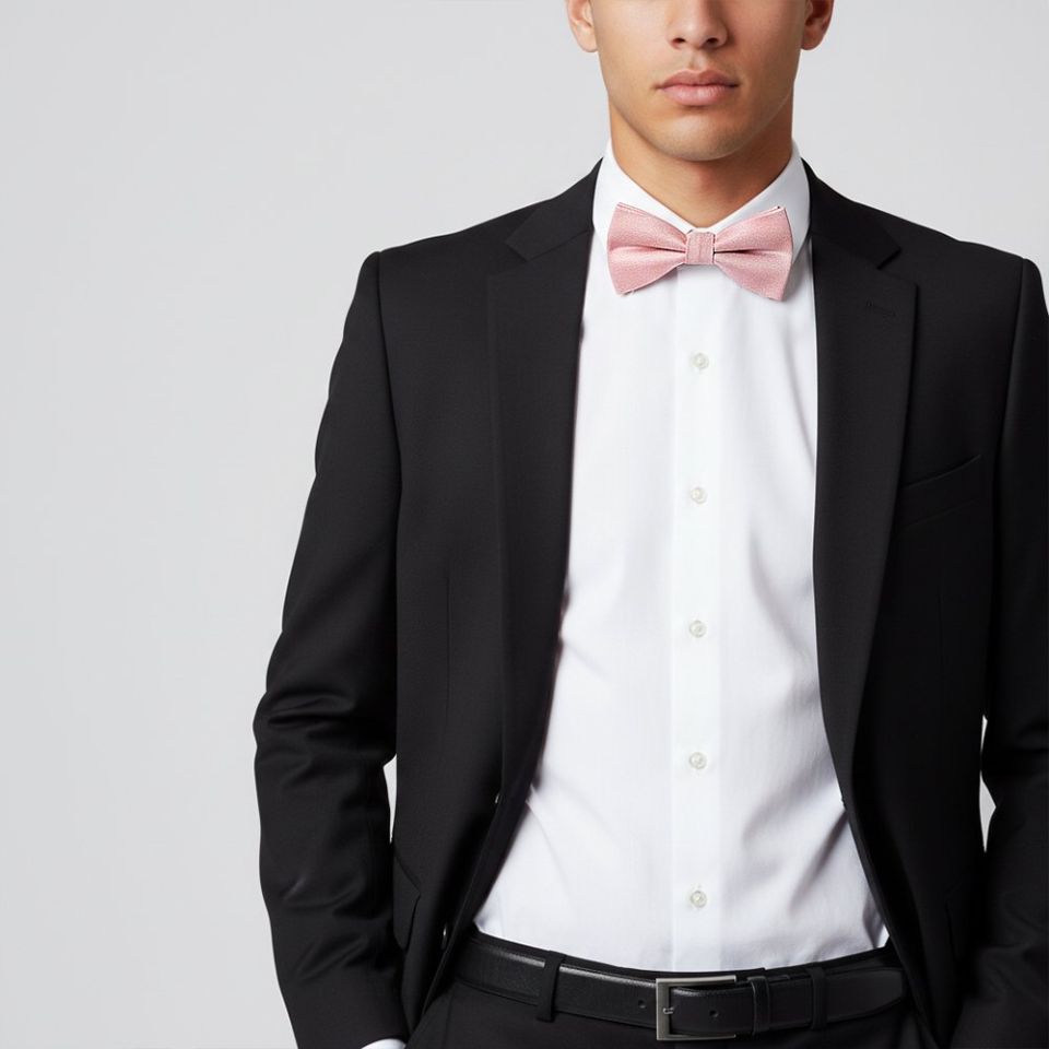 Mens Plain Dusty Rose Silk Bow Tie