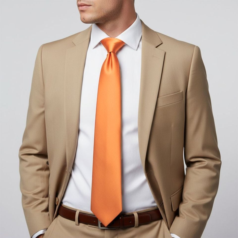 Plain Burnt Orange Satin Classic Men's Tie