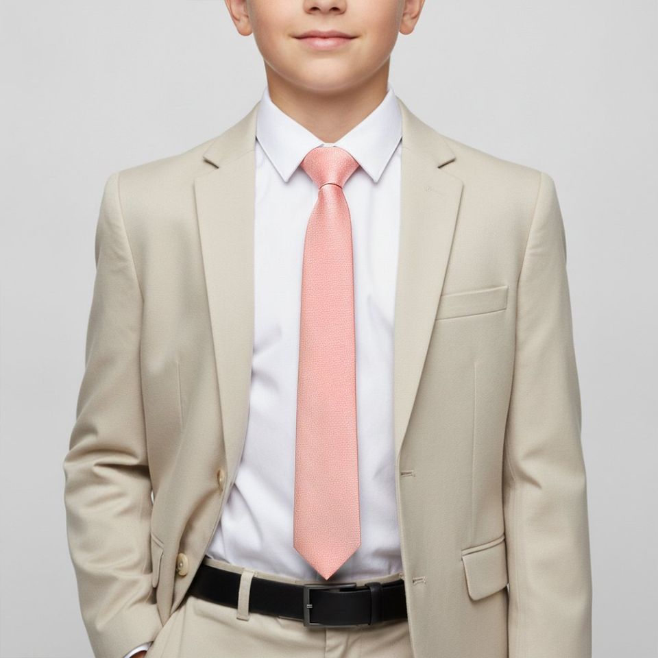 Plain Salmon Peach Silk Skinny Boys Tie