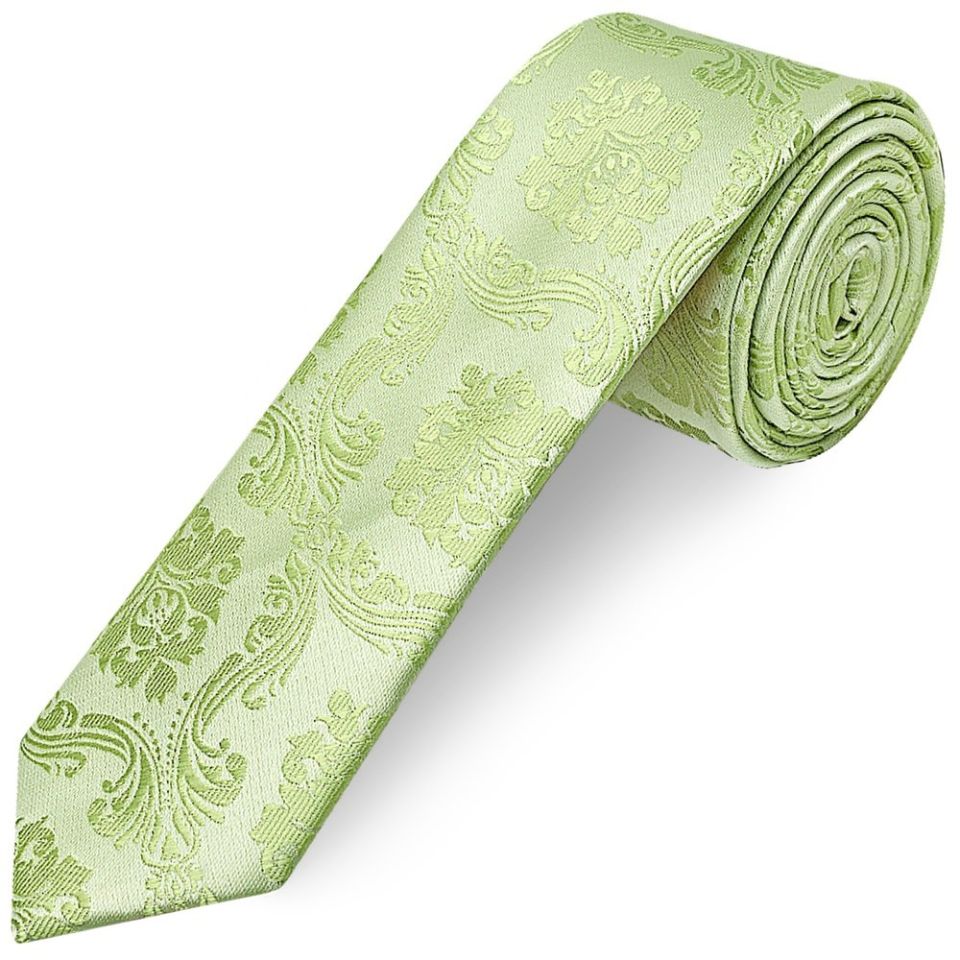 Sage Green Paisley Skinny Men's Tie