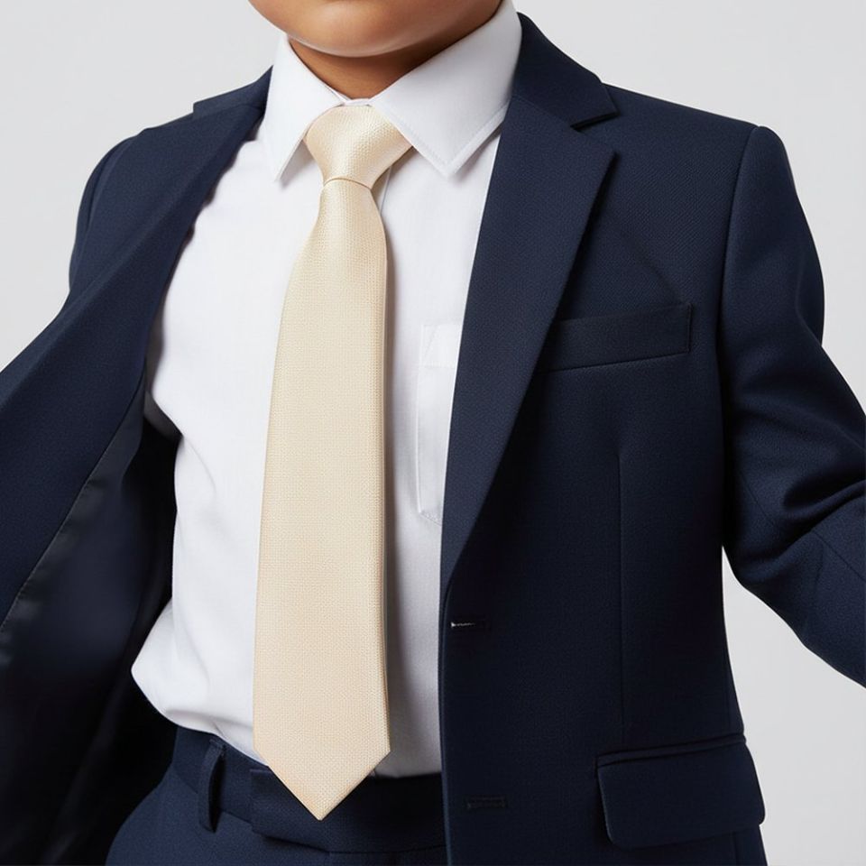 Pre Tied Champagne Silk Boys Tie Age 4-7