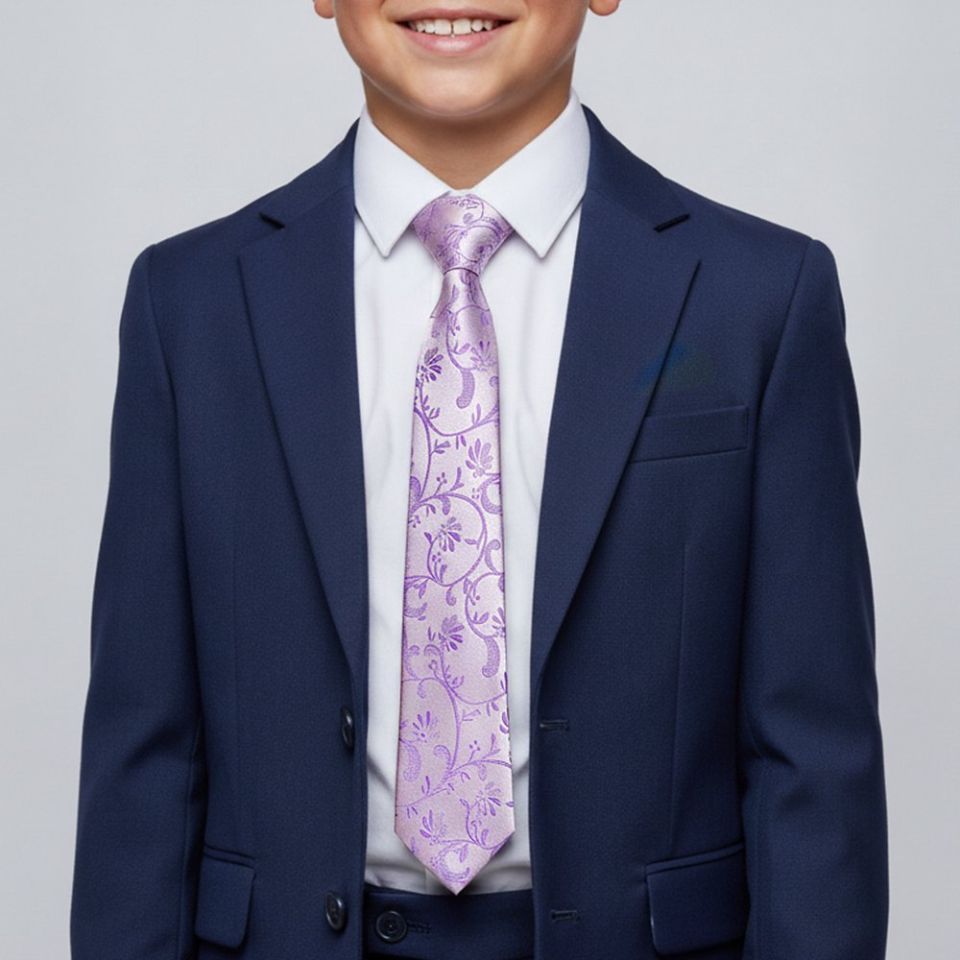 Cadbury Purple Floral Skinny Boys Tie