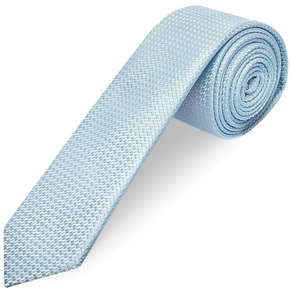 Men's Sky Blue Textured Skinny Tie