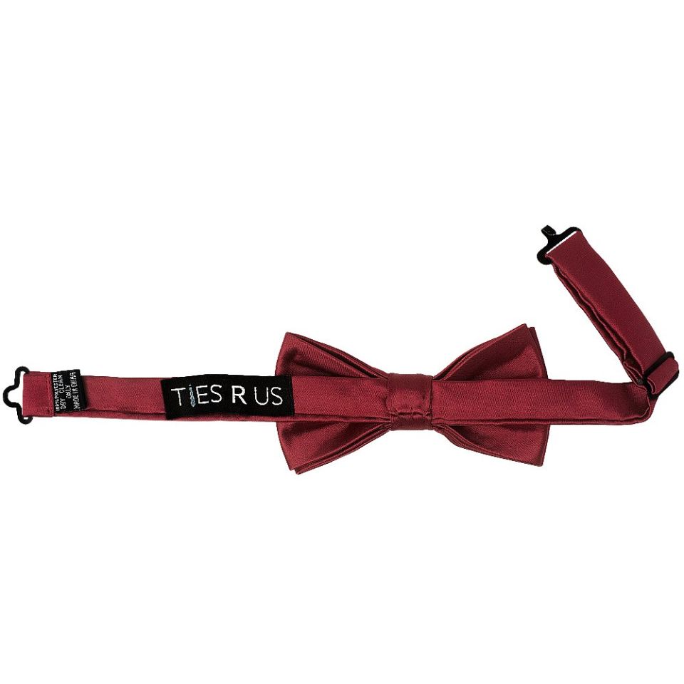 Pre Tied Maroon Satin Boys Bow Tie Age 4-7