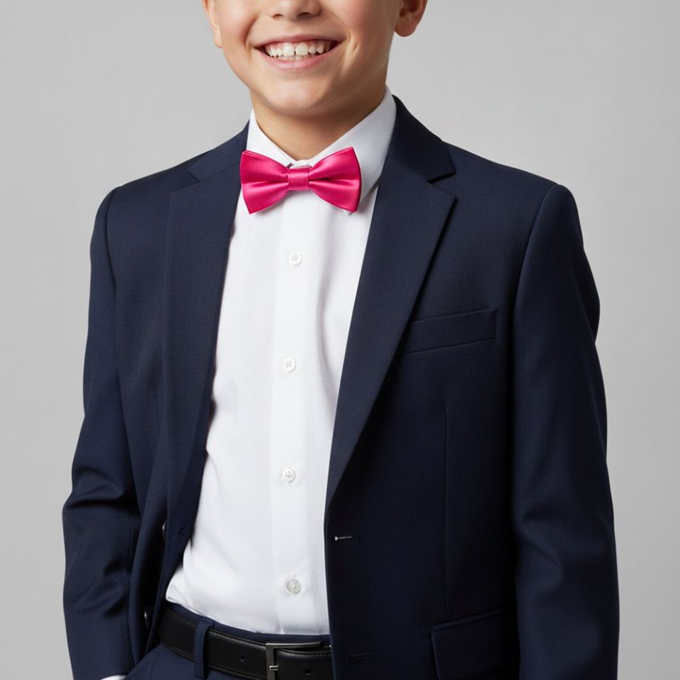 Pre Tied Cerise Pink Boys Bow Tie Age 8-11