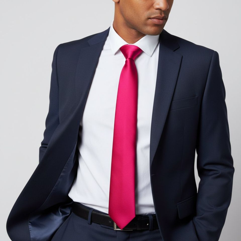 Plain Cerise Pink Satin Classic Men's Tie