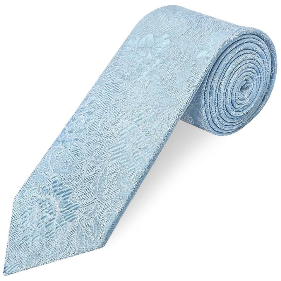 Dusty Blue Flower Classic Men's Tie and Pocket Square Set