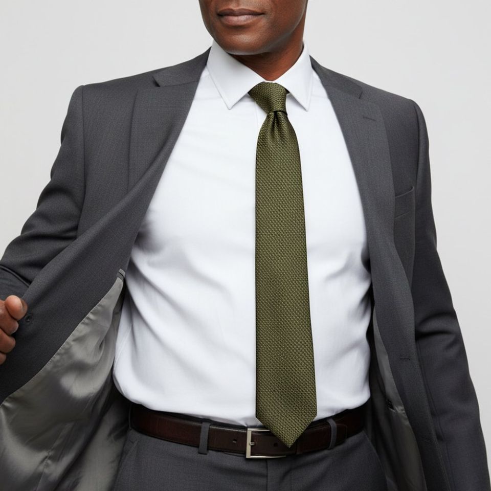 Olive Green Textured Classic Tie
