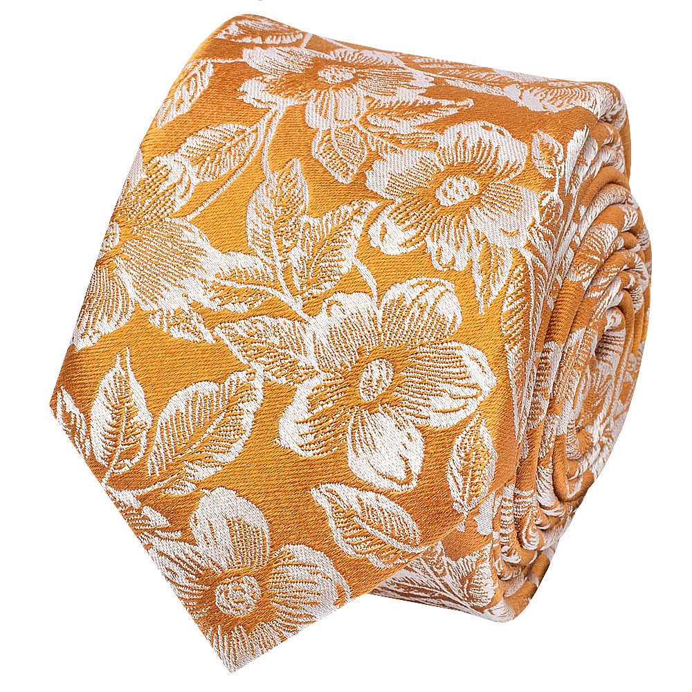 Gold Floral Silk Blend Hammered Pique
